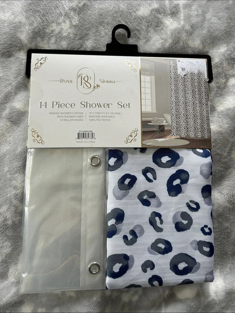 Rosa Sienna 14-Piece Shower Set - Navy Leopard Print